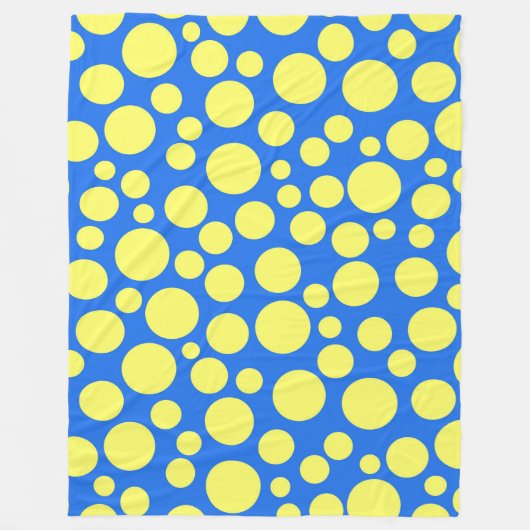 Couverture Polaire Pois jaunes sur un arrière - plan bleu ciel (Devant)