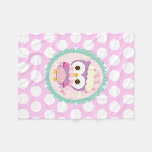 Couverture Polaire Pois mauve-clair d'hiver pourpre Girly de hibou (Devant (Horizontal))