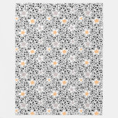 Couverture Polaire Pois noir et blanc rétro avec étoiles (Devant)