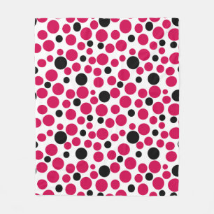 Couverture Polaire pois noir rouge rétro sur arrière - plan blanc