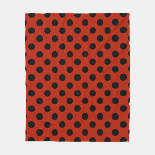 Couverture Polaire Pois noirs en rouge