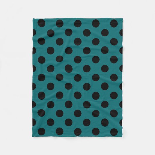 Couverture Polaire Pois noirs en turquoise (Devant)