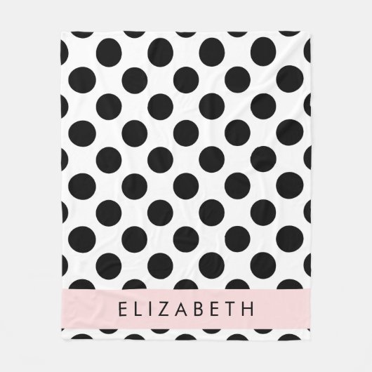 Couverture Polaire Pois noirs et blancs, pointillés, Votre nom (Devant)