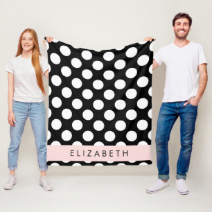 Couverture Polaire Pois noirs et blancs, pointillés, Votre nom