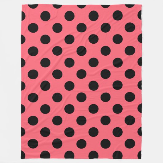 Couverture Polaire Pois noirs sur corail (Devant)