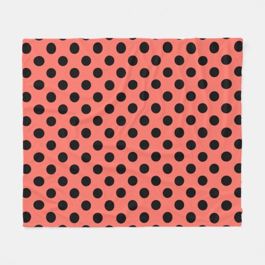 Couverture Polaire Pois noirs sur corail vivant (Devant (Horizontal))