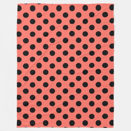 Couverture Polaire Pois noirs sur corail vivant (Devant)