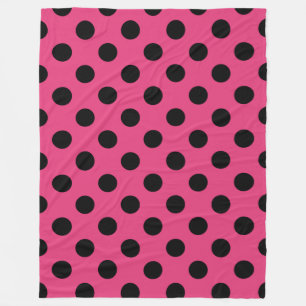 Couverture Polaire Pois noirs sur fuchsia