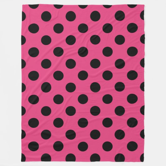 Couverture Polaire Pois noirs sur fuchsia (Devant)