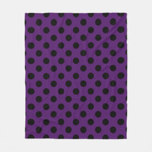 Couverture Polaire Pois noirs sur prune violette