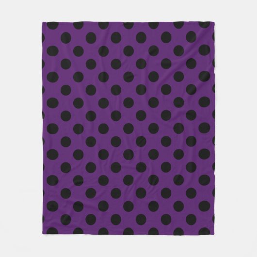 Couverture Polaire Pois noirs sur prune violette (Devant)