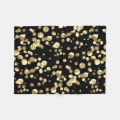 Couverture Polaire Pois or sur un arrière - plan noir. (Devant (Horizontal))