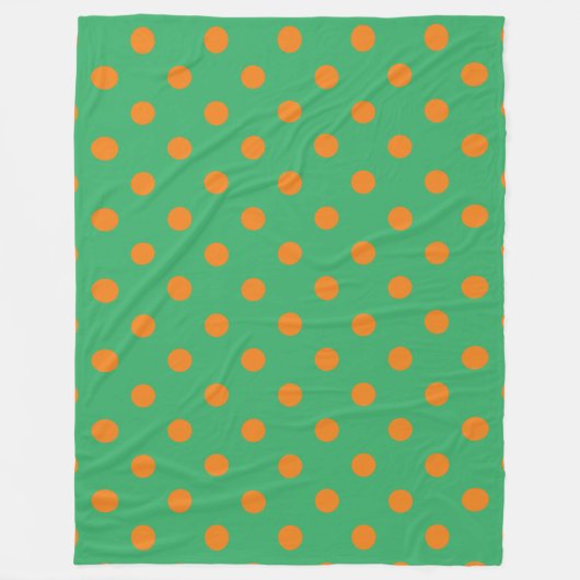 Couverture Polaire Pois orange sur vert (Devant)