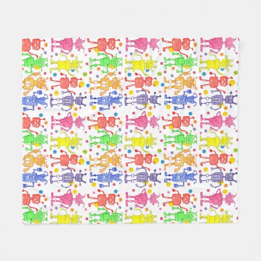 Couverture Polaire Pois Rainbow Robots (Devant (Horizontal))