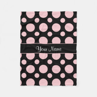 Couverture Polaire Pois rose sur l'arrière - plan noir
