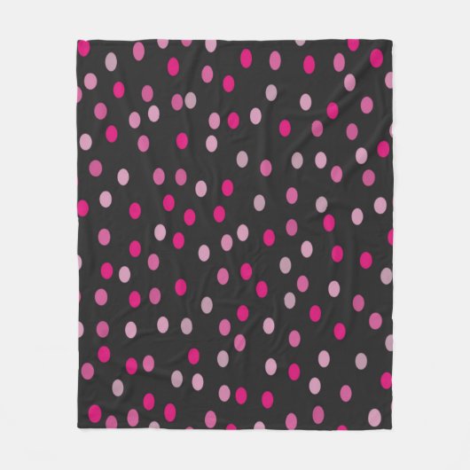 Couverture Polaire Pois roses sur noir (Devant)