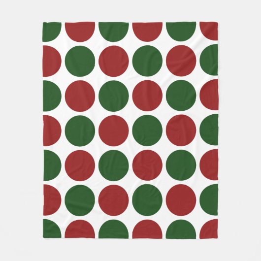 Couverture Polaire Pois rouges et verts en blanc (Devant)