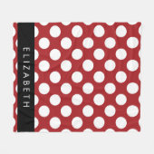 Couverture Polaire Pois Rouges, Motif Polka Dot, Votre Nom (Devant (Horizontal))