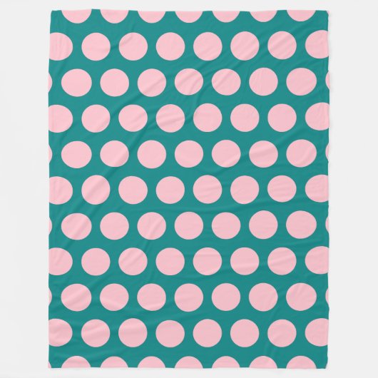 Couverture Polaire Pois turquoises et roses (Devant)