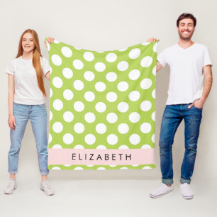 Couverture Polaire Pois verts, Motif Pointe Polka, Votre Nom