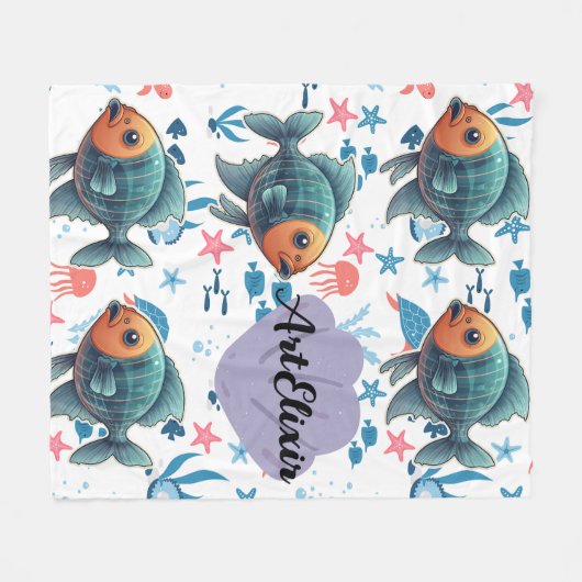 Couverture Polaire Poisson à rayons X sous la mer Imprimer (Devant (Horizontal))