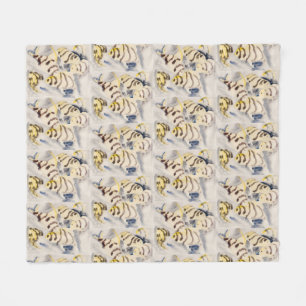 Couverture Polaire Poisson-ange jaune minimaliste aquarelle vintage