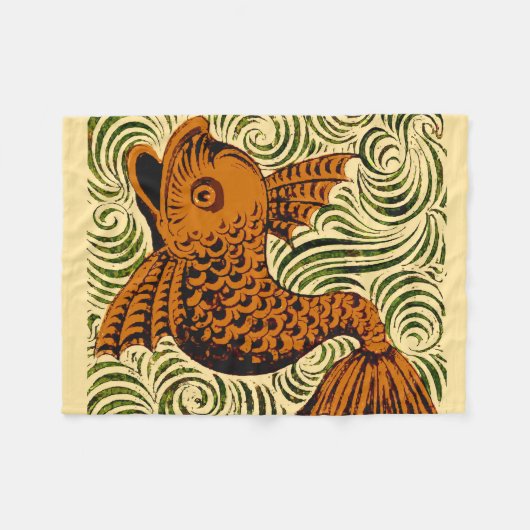 Couverture Polaire Poisson Antique Carrelage Ancien art (Devant (Horizontal))