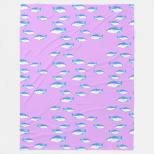 Couverture Polaire Poisson bleu sur lilas