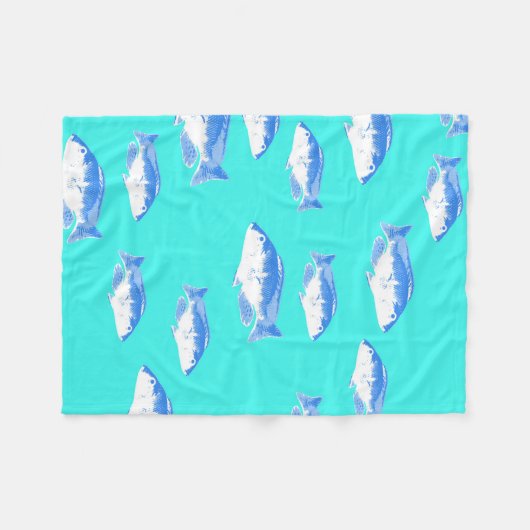 Couverture Polaire Poisson bleu turquoise (Devant (Horizontal))