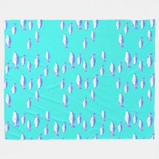 Couverture Polaire Poisson bleu turquoise (Devant (Horizontal))