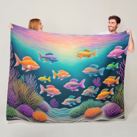 Couverture Polaire Poisson de calcaire coloré (En situation)