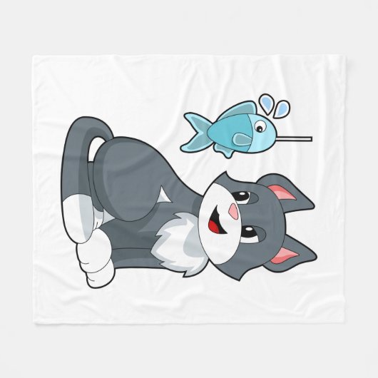 Couverture Polaire Poisson de chat (Devant (Horizontal))