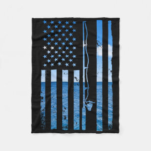 Couverture Polaire Poisson de drapeau américain Pêcheur de poissons P
