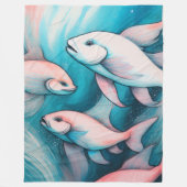 Couverture Polaire Poisson Dessin de calcaire bleu rose (Devant)
