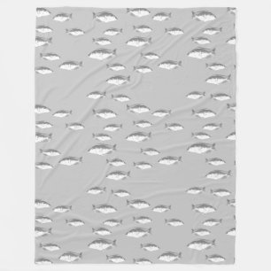 Couverture Polaire Poisson gris monochrome