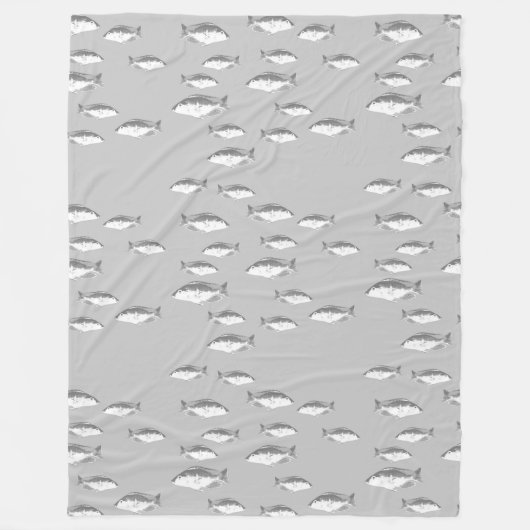 Couverture Polaire Poisson gris monochrome (Devant)
