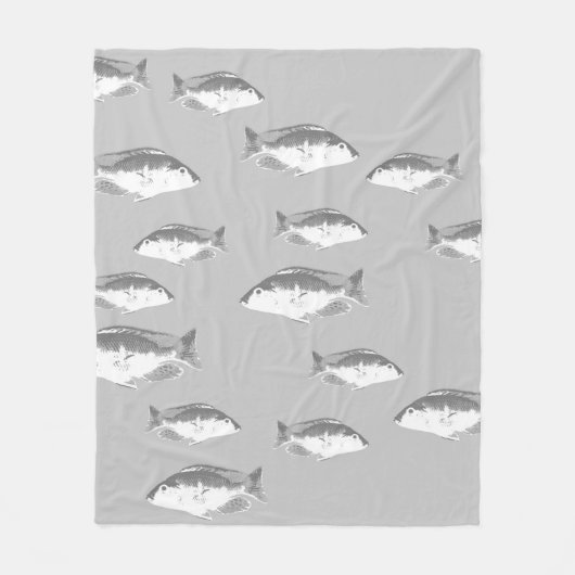 Couverture Polaire Poisson gris monochrome (Devant)
