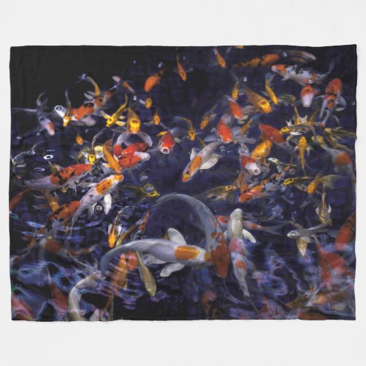 COUVERTURE POLAIRE POISSON KOI EN FLEURS (Devant (Horizontal))