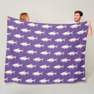 Couverture Polaire Poisson Motif pourpre