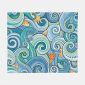 Couverture Polaire Poisson parmi les Motifs des vagues (Devant (Horizontal))