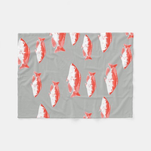 Couverture Polaire Poisson rouge et gris (Devant (Horizontal))
