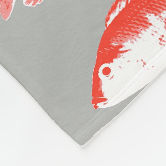 Couverture Polaire Poisson rouge et gris (Coin)
