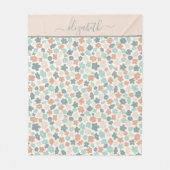 Couverture Polaire Poisson vert Boho personnalisé rose floral (Devant)