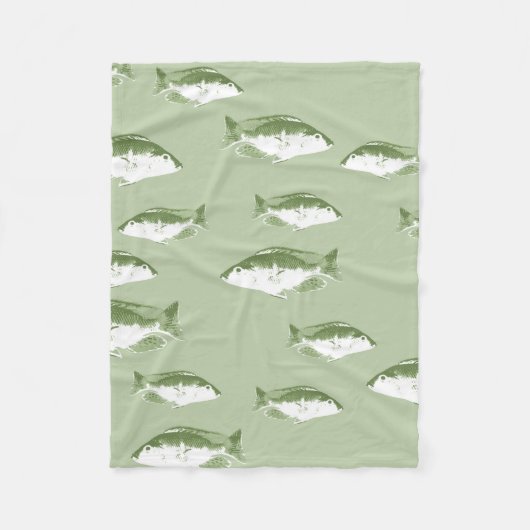 Couverture Polaire Poisson vert olive (Devant)
