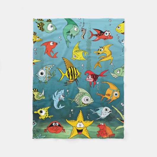 Couverture Polaire Poissons de bande dessinée sous-marins (Devant)