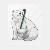 Couverture Polaire Polar bear at Hockey with Hockey stick (Devant)