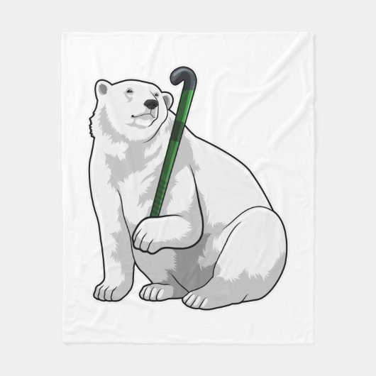 Couverture Polaire Polar bear at Hockey with Hockey stick (Devant)