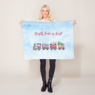 Couverture Polaire Pôle Nord ou buste Locomotive de Noël personnalisé