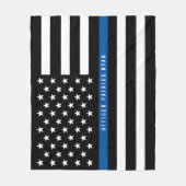 Couverture Polaire Police Ligne Bleue Mince Drapeau Américain Monogra (Devant)
