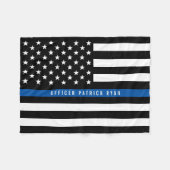 Couverture Polaire Police Mince Ligne Bleue Américain Drapeau Monogra (Devant (Horizontal))